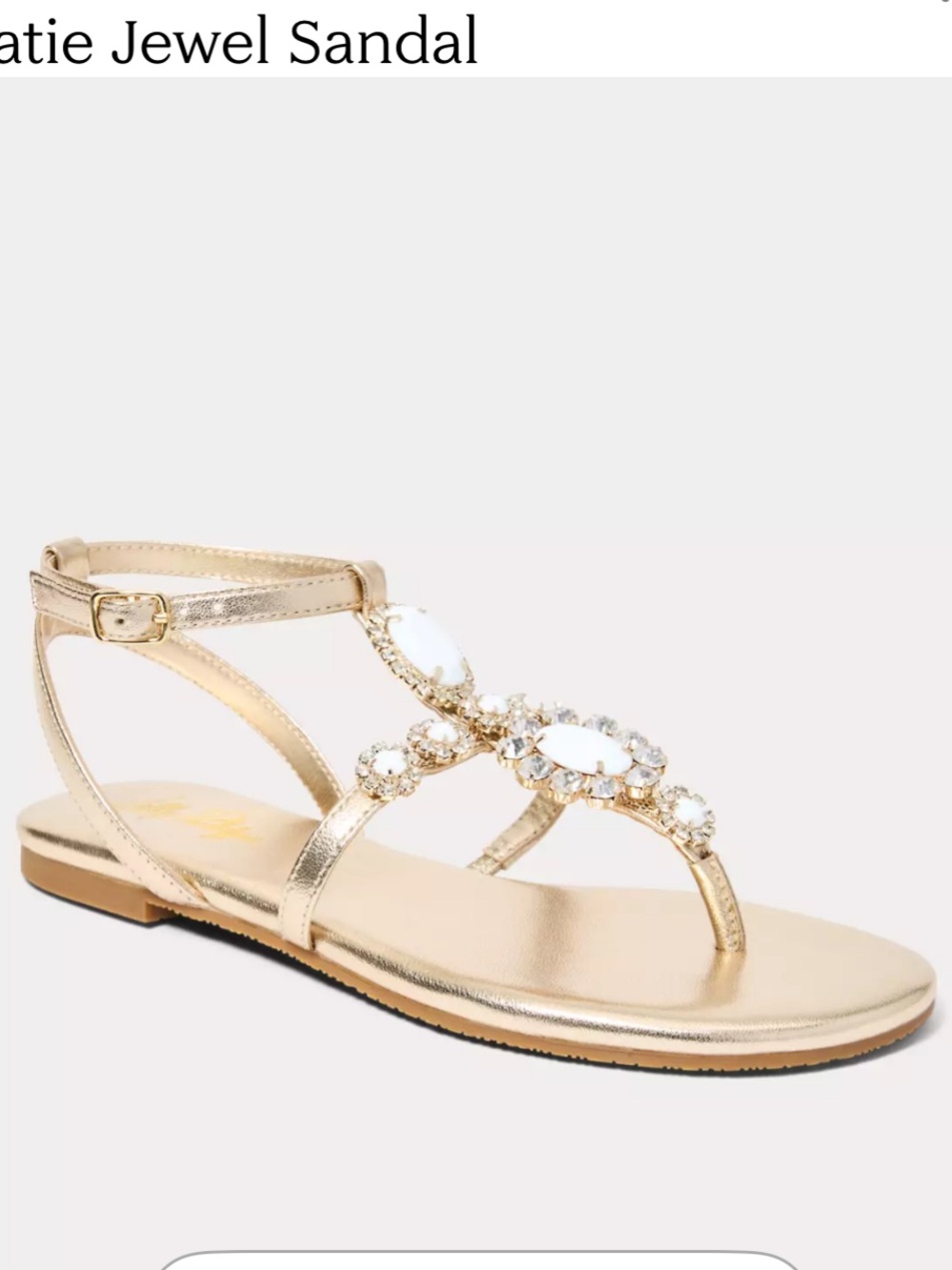Lilly Pulitzer Katie Thong Sandals White/Gold Size 7 Brand New in Box